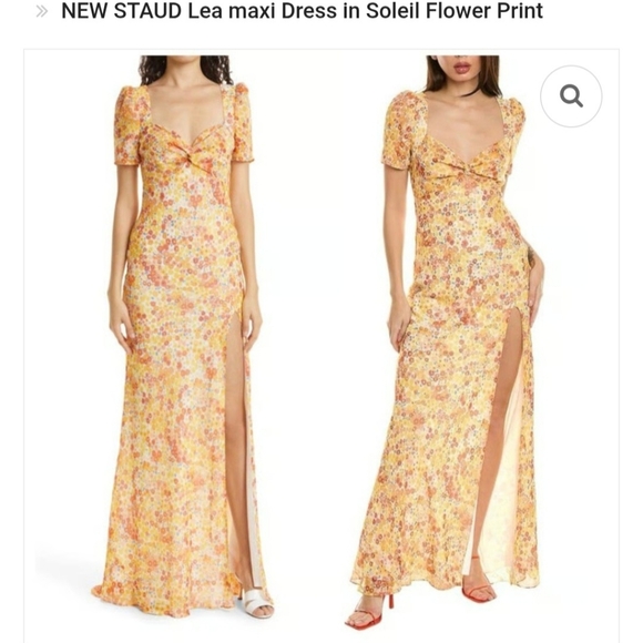 STAUD  Floral Yellow Maxi Dress LEA , SZ 6 - Picture 1 of 6
